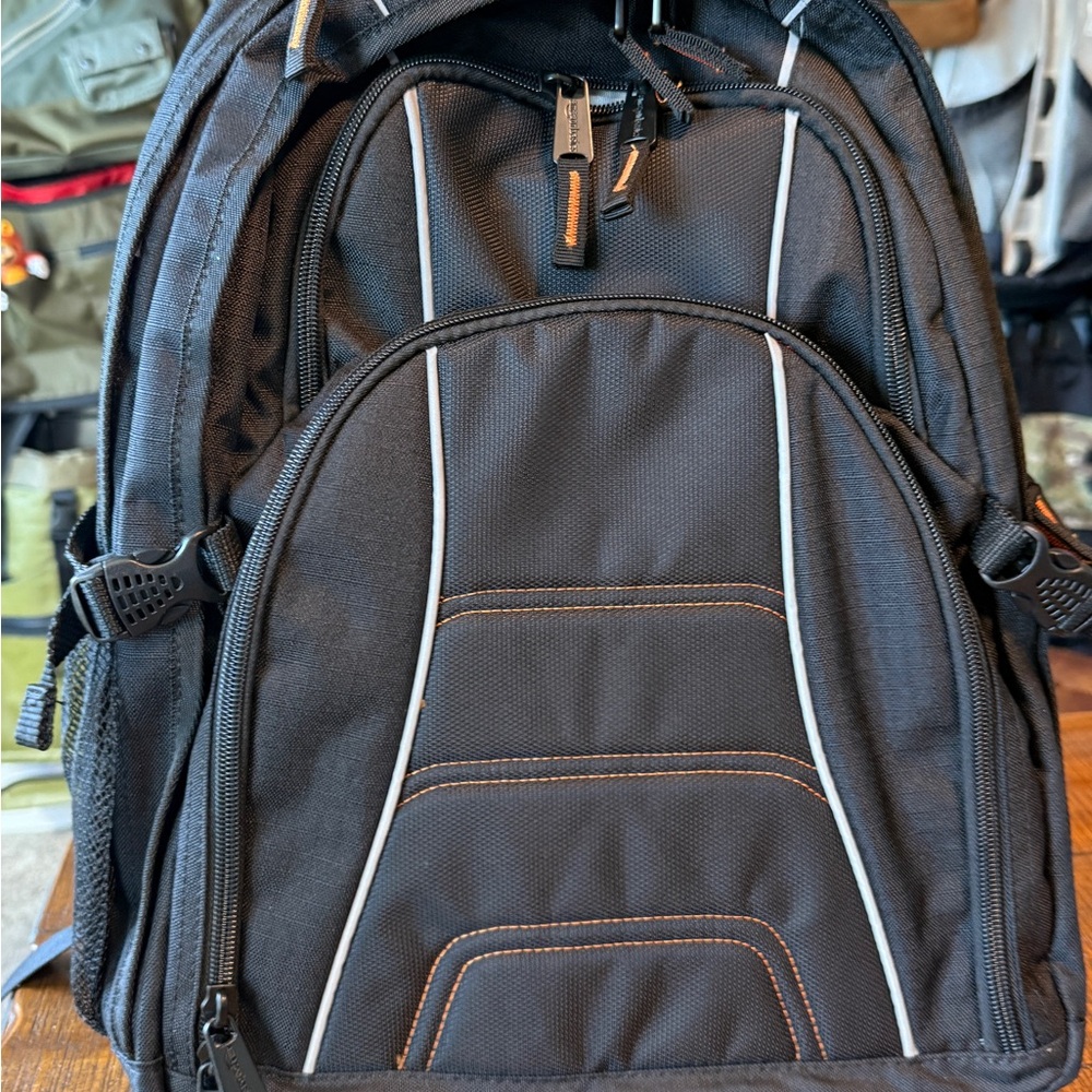 Amazon Basics Black and Orange Men's Backpack